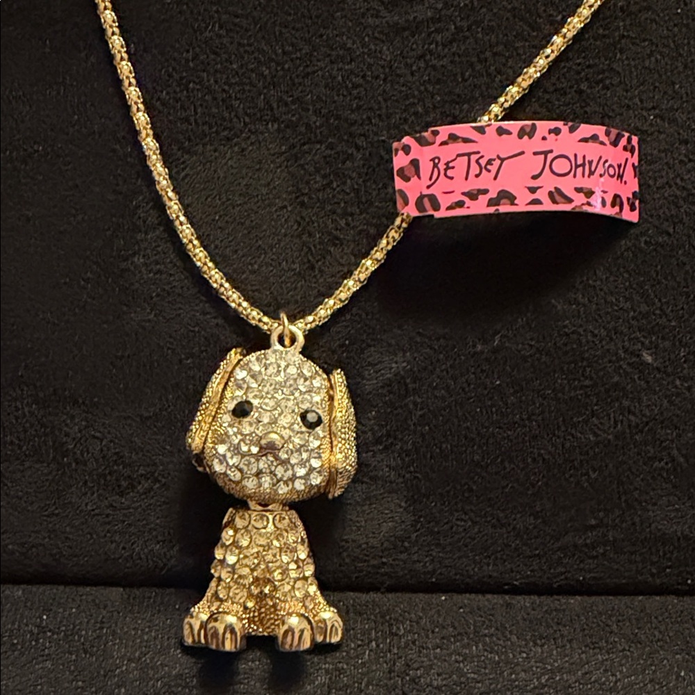 Betsey Johnson Sparkling Gold Dog Pendant Necklace